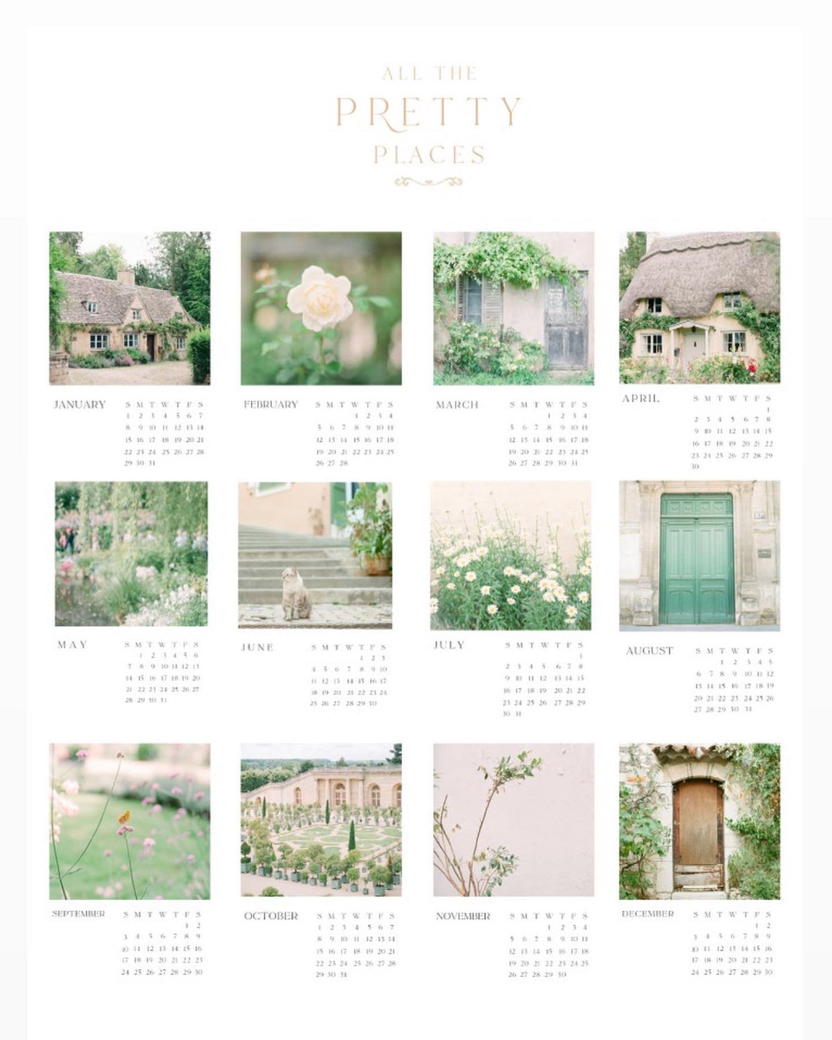 All The Pretty Places: Green 2023 Desk Calendar