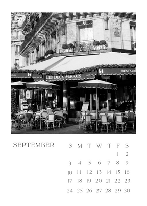 Black and White Paris 2023 Desk Calendar